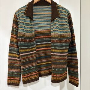 Striped Knit Zip Cardigan